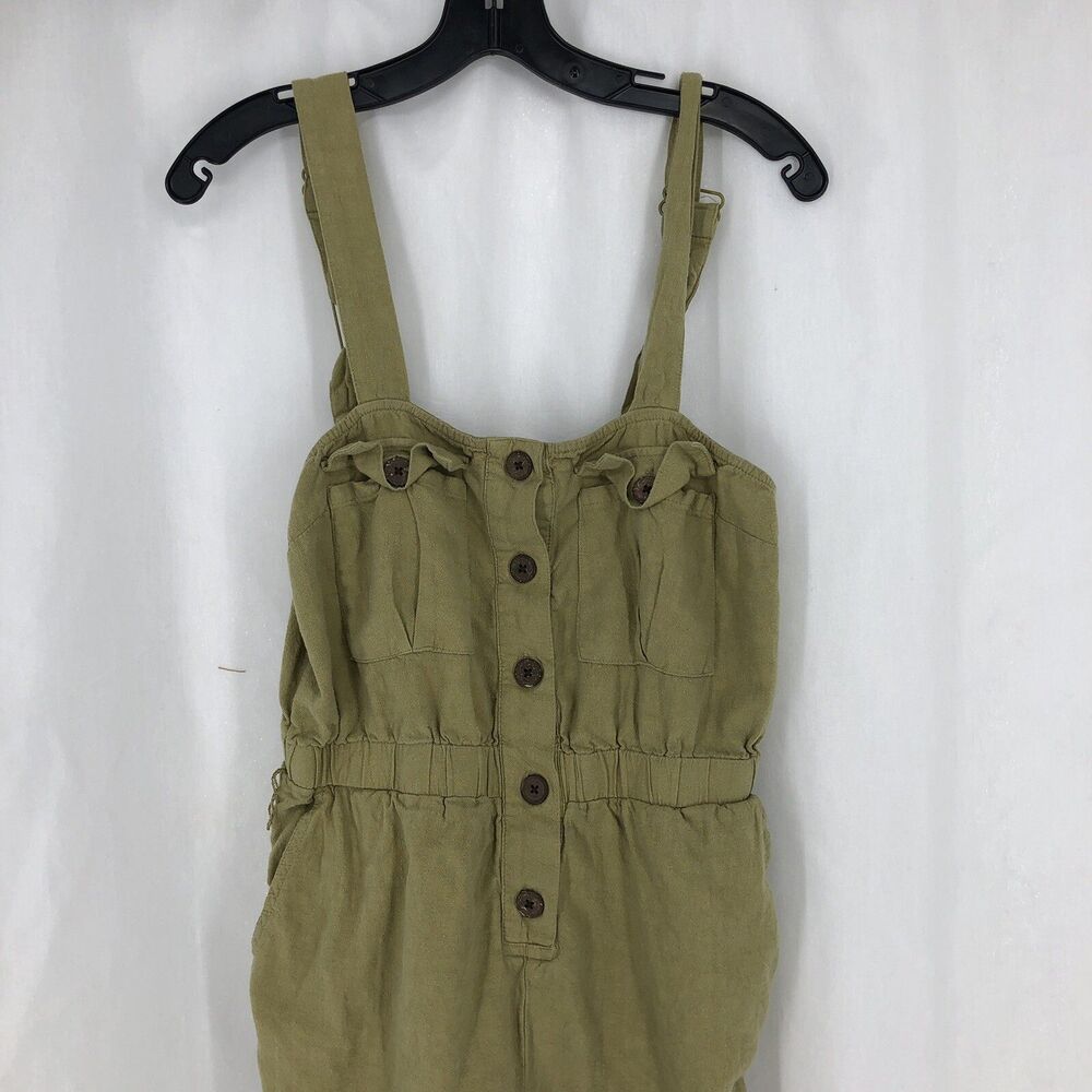 Urban Outfitters Linen Blend Malibu Romper Shorts Button Front OB1116830 Large